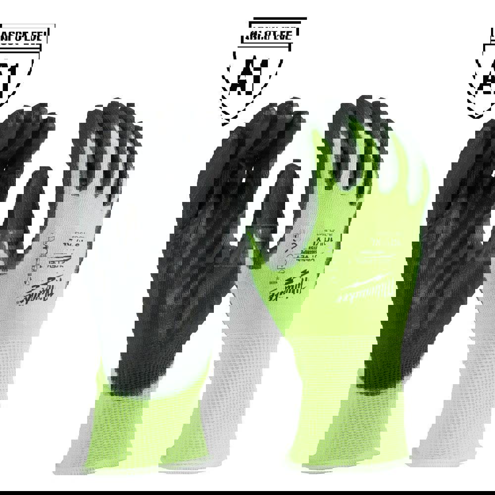 Cut, Puncture & Abrasive-Resistant Gloves: Size XL, ANSI Cut A1, ANSI Puncture 0, Nitrile, Polyurethane